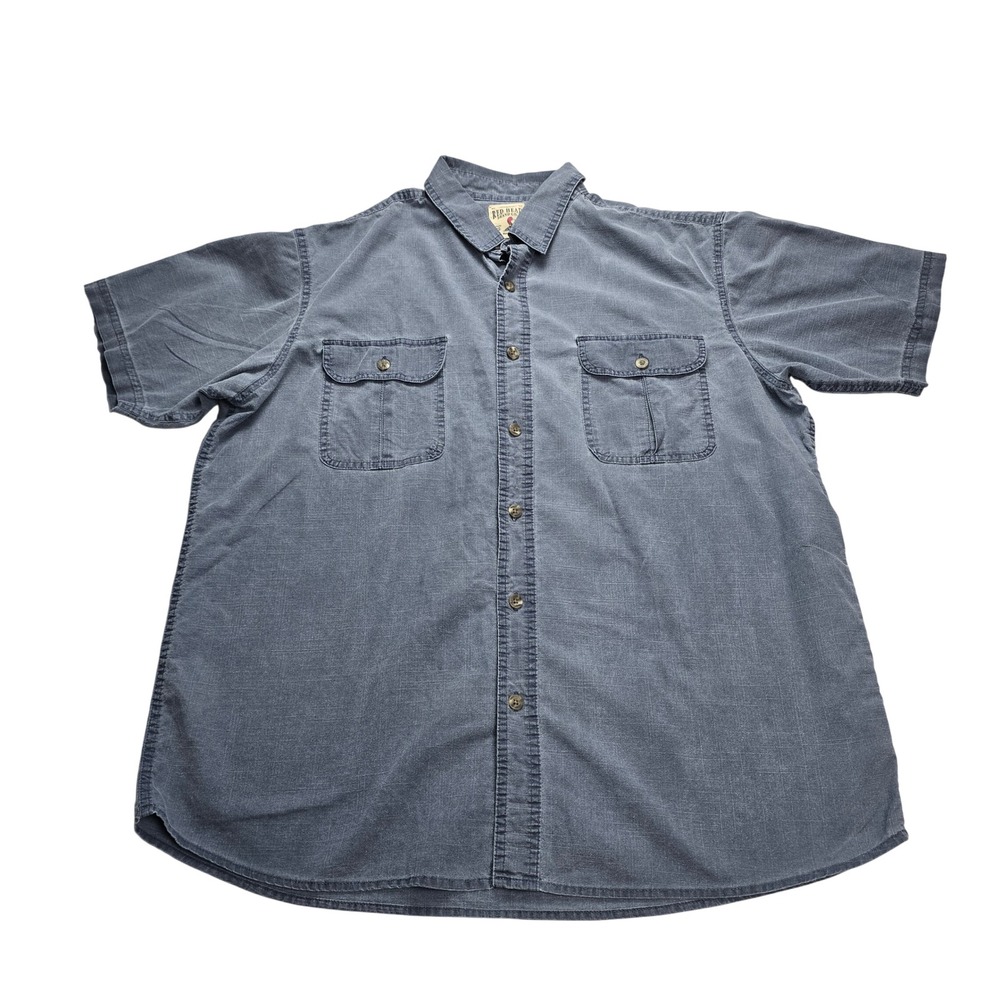 Red Head Button Down Shirt Mens XL Blue Short Sleeve Cotton Workwear‎ Utility